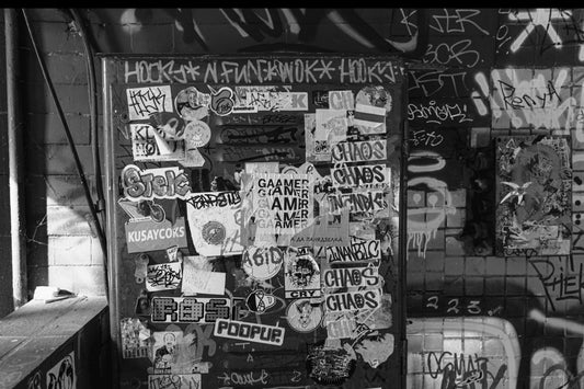 subway underground, with stickers