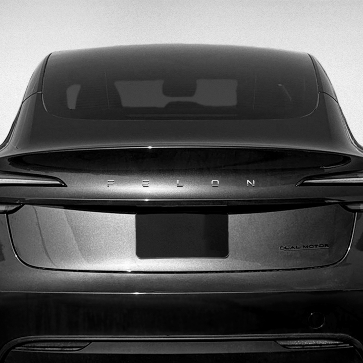 FELON Tesla Badge – Matte Black or Chrome 3D Emblem | Fits Model 3/Y/S/X